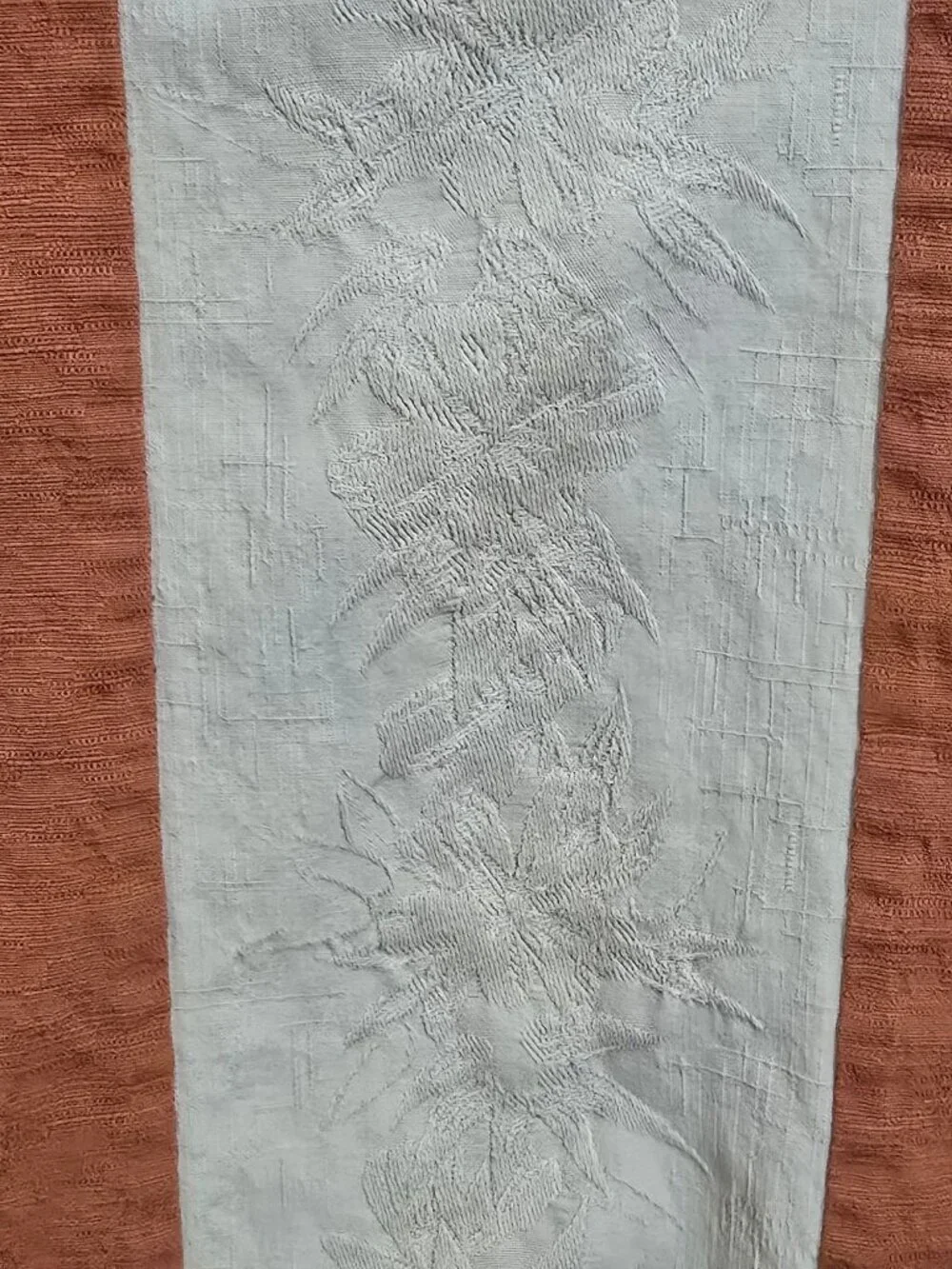 Caribbean Mens XL Burnt Orange Hawaiian Shirt Silk Blend Vertical Panels READ - Picture 5 of 8